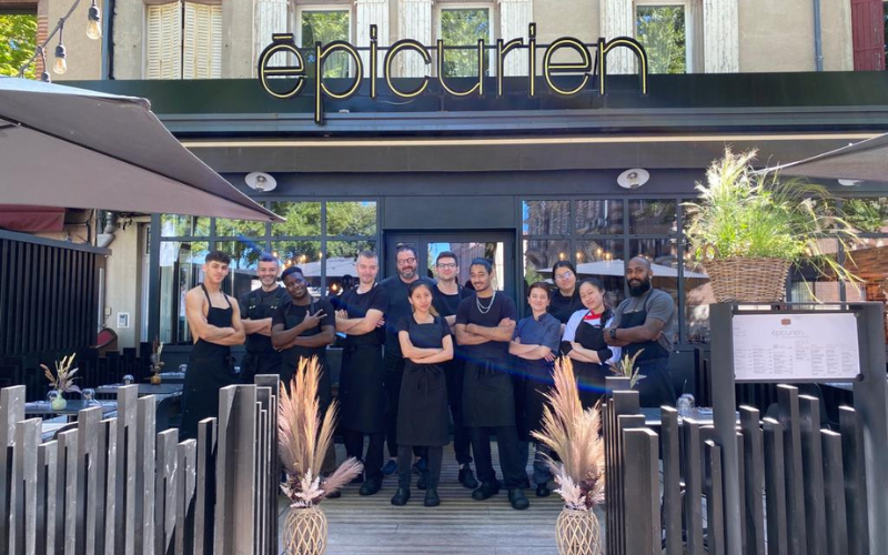 Daniella (second from right) with the crew at L'Epicurien.